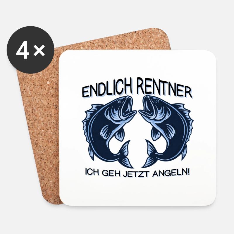 Endlich Renter! Angeln Spruch - Untersetzer (4er-Set) - Weiß