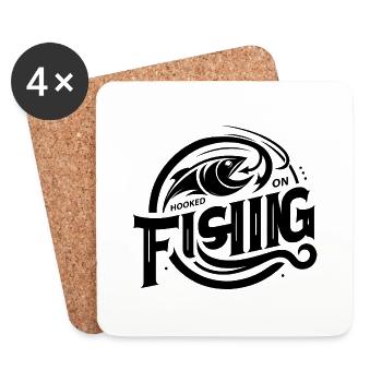 « Élégant Hooked On Fishing Tee - parfait pour l’angle - Dessous de verre (lot de 4) - blanc - Devant