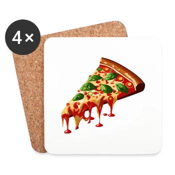 Tranche de pizza 3D - Dessous de verre (lot de 4) - blanc - Devant