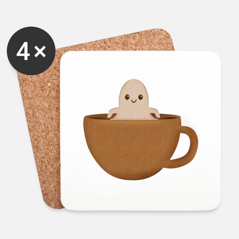 Niedlicher kleiner Geisterkaffee - Untersetzer (4er-Set) - Weiß