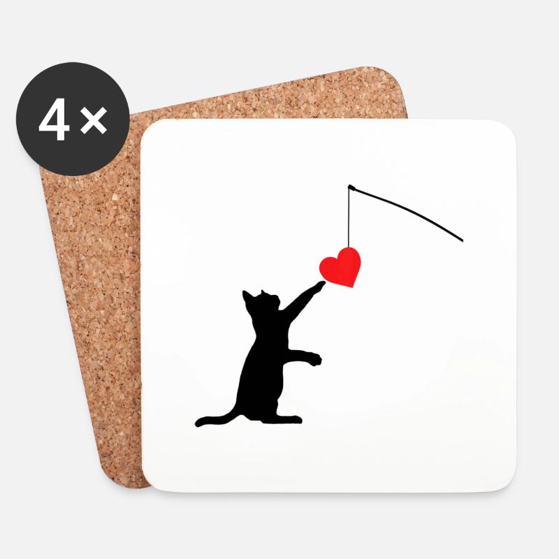 Katzenspielzeug Valentinstagsgeschenke für Sie oder für Ihn - Untersetzer (4er-Set) - Weiß