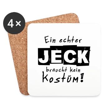 Ein echter Jeck braucht kein Kostüm Karneval - Untersetzer (4er-Set) - Weiß - Vorne