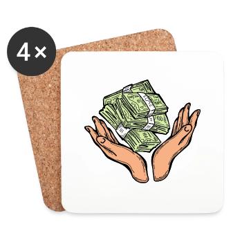 Big money flying to you for wealth and prosperity. - Coasters (set of 4) - white - Front