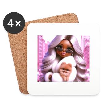 Dame - Dessous de verre (lot de 4) - blanc - Devant