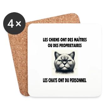 Die Katzen haben Personal zu ihren Diensten (uns!) - Untersetzer (4er-Set) - Weiß - Vorne