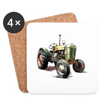 Altmodischer Traktor Nr. 2 - Untersetzer (4er-Set) - Weiß - Vorne