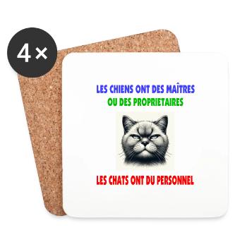 Monsieur le Chat a du personnel - Dessous de verre (lot de 4) - blanc - Devant