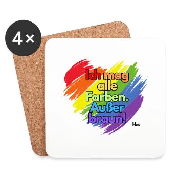 Ich mag alle Farben außer braun - Untersetzer (4er-Set) - Weiß - Vorne