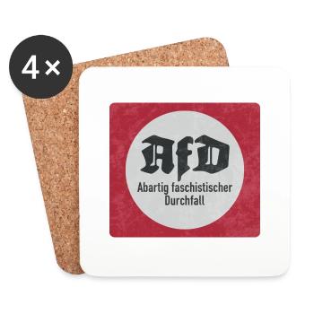 ANTI AFD STICKER, FASCHISTISCHER DURCHFALL - Untersetzer (4er-Set) - Weiß - Vorne