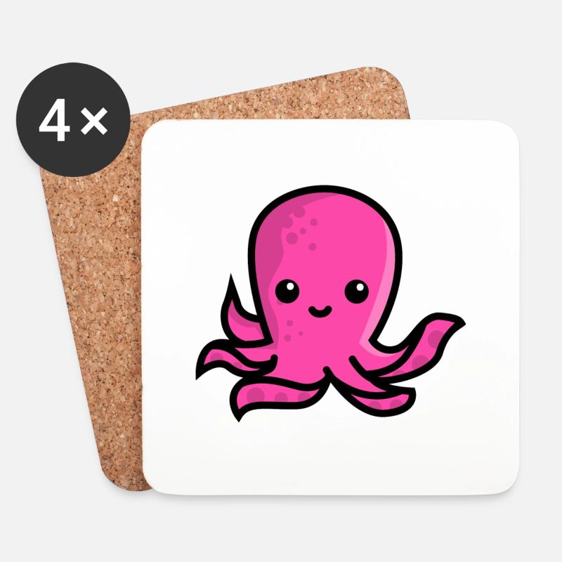 Octopus - Untersetzer (4er-Set) - Weiß