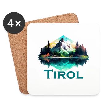 Le Tyrol avec ses montagnes, la fidélité des Alpes à la province du Tyrol - Dessous de verre (lot de 4) - blanc - Devant