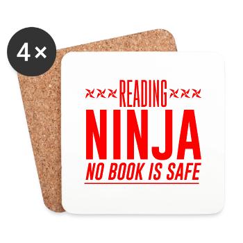 Reading Ninja, No Book Is Safe 2 - Coasters (set of 4) - white - Front