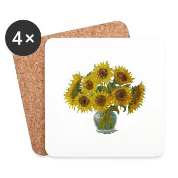 Tournesols dans le style de Vincent van Gogh - Dessous de verre (lot de 4) - blanc - Devant