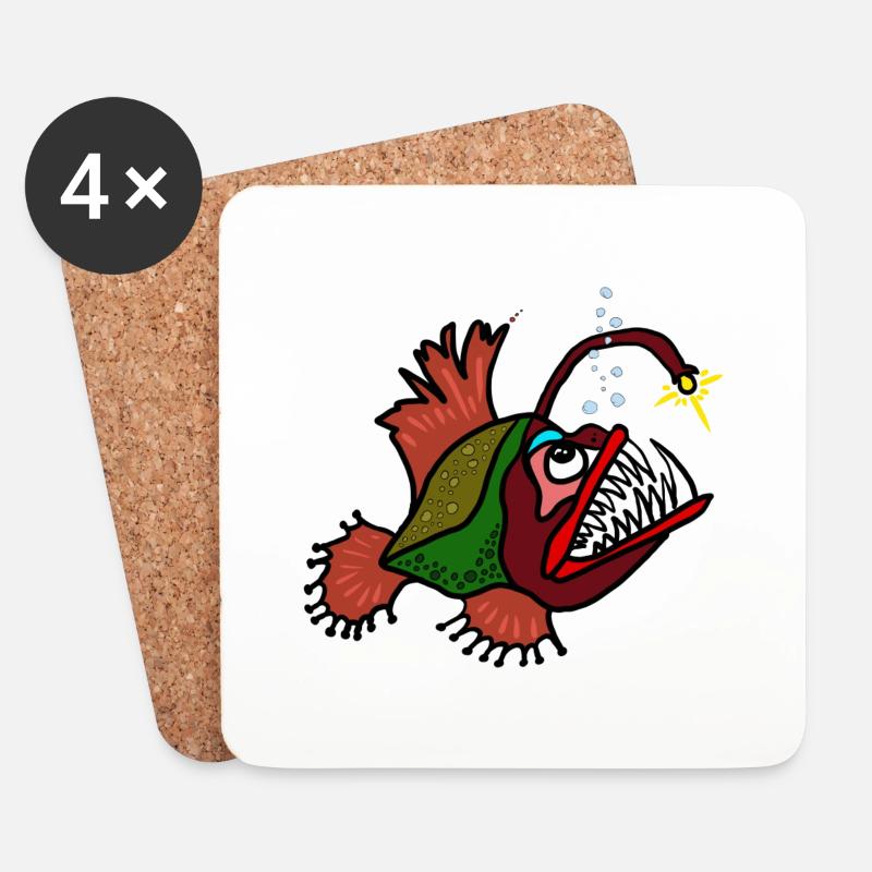 Anglerfisch - Untersetzer (4er-Set) - Weiß
