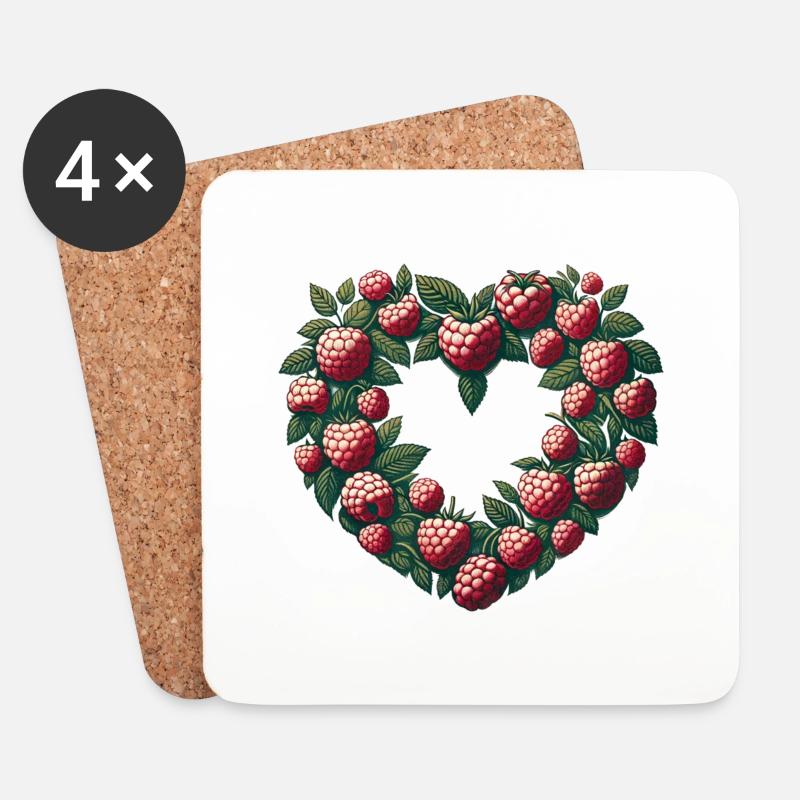 Raspberries - Coasters (set of 4) - white