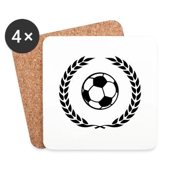Couronne de laurier icône du football - Dessous de verre (lot de 4) - blanc - Devant