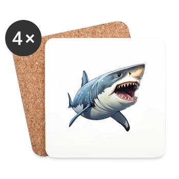 Requin - Dessous de verre (lot de 4) - blanc - Devant