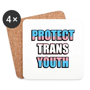 Protégez les jeunes trans - Dessous de verre (lot de 4) - blanc - Devant