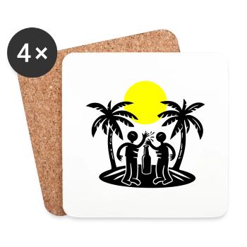 Boire à la fête sur la plage de l’île - Dessous de verre (lot de 4) - blanc - Devant