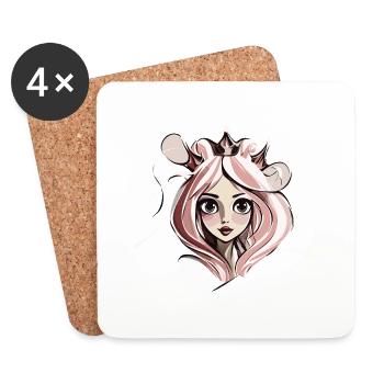 Princess Face - Coasters (set of 4) - white - Front