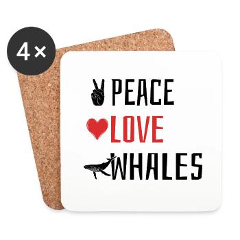 Peace Love Whales - Herz - Untersetzer (4er-Set) - Weiß - Vorne