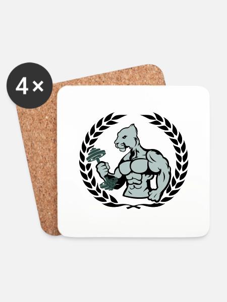 bodybuilder jaguar - Untersetzer (4er-Set) - Weiß