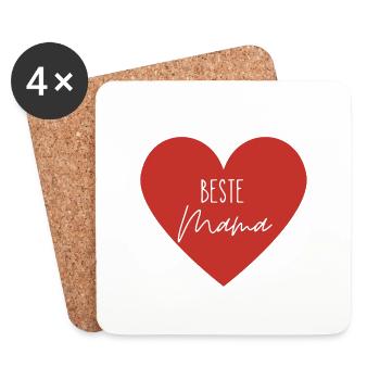 Beste Mama Herz - Untersetzer (4er-Set) - Weiß - Vorne