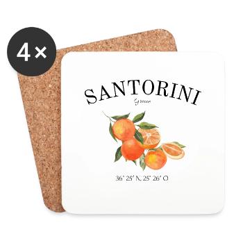 Santorin - Grèce - Vacances - Vieille Théra - Dessous de verre (lot de 4) - blanc - Devant