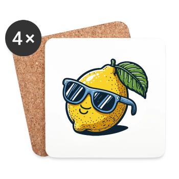 zitrone sonnenbrille sommer - Untersetzer (4er-Set) - Weiß - Vorne