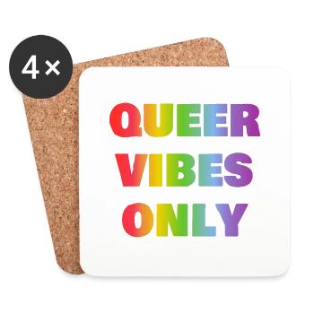 Queer Vibes Nur Regenbogen LGBT Pride - Untersetzer (4er-Set) - Weiß - Vorne