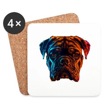 Red and Blue Bulldog Fierce and Vivid Animal Art - Coasters (set of 4) - white - Front