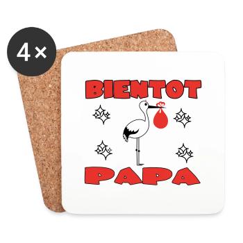 BIENTOT PAPA - Dessous de verre (lot de 4) - blanc - Devant
