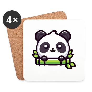 Bambus-Glückseligkeit: Chibi-Panda-Genuss - Untersetzer (4er-Set) - Weiß - Vorne
