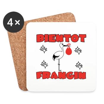 BIENTOT FRANGIN - Dessous de verre (lot de 4) - blanc - Devant