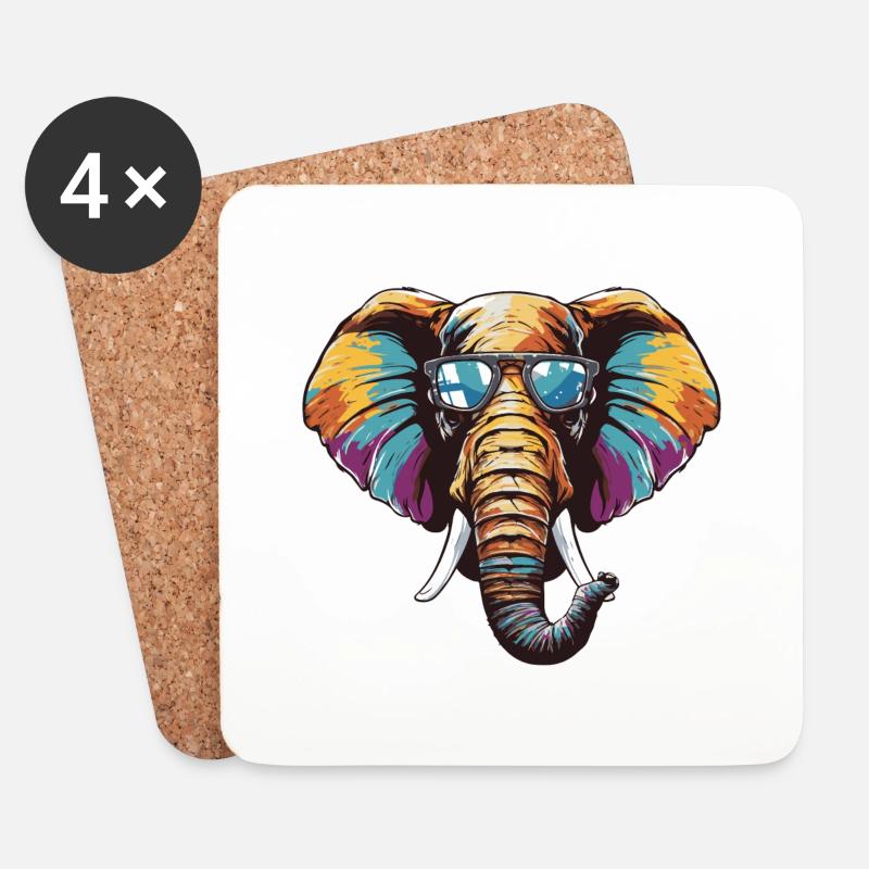Elefant Hipster Cool Party - Untersetzer (4er-Set) - Weiß