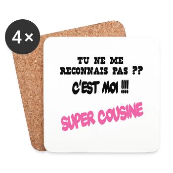 Super cousine - Dessous de verre (lot de 4) - blanc - Devant