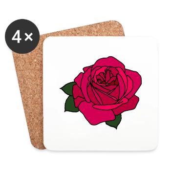 Pink Rose - Coasters (set of 4) - white - Front