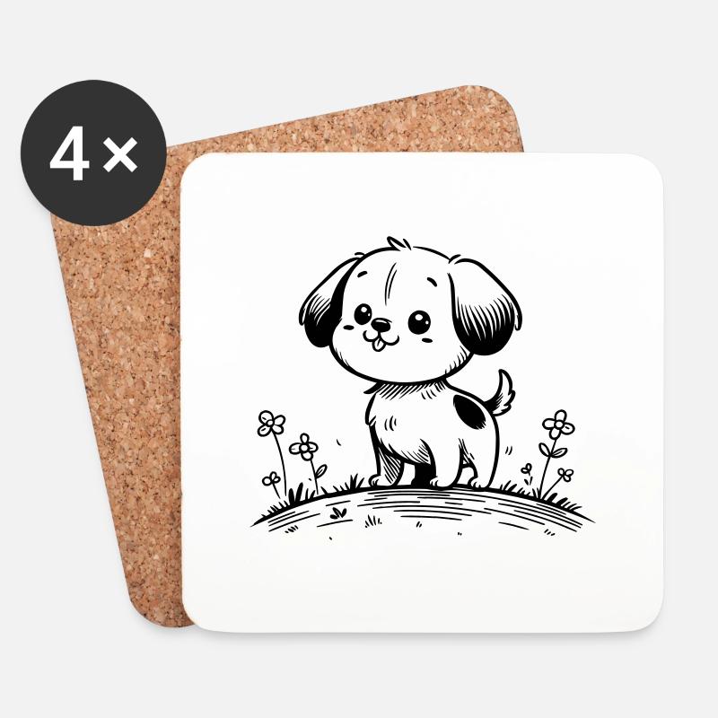 Dog - Coasters (set of 4) - white