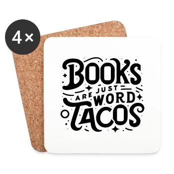 Les livres ne sont que des tacos de mots 18 - Dessous de verre (lot de 4) - blanc - Devant