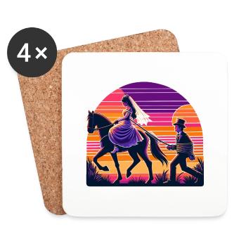 Bride rides horse tied groom bachelor party - Coasters (set of 4) - white - Front