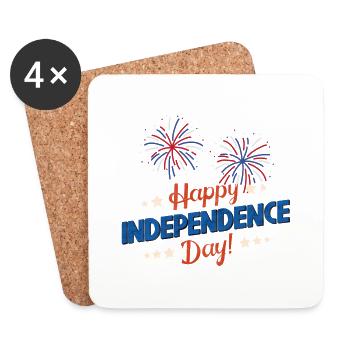 4 of july, happy independence day - Coasters (set of 4) - white - Front