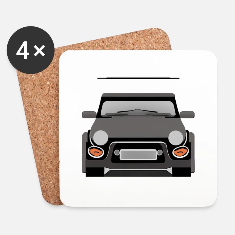 Minimalistisches Auto frontal - Untersetzer (4er-Set) - Weiß