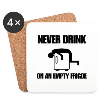 Never drink on an empty fridge - Coasters (set of 4) - white - Front