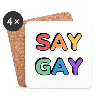 SAG GAY Regenbogen Stolz Text - Untersetzer (4er-Set) - Weiß - Vorne