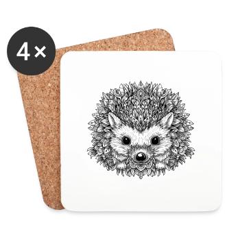 Cute hedgehog mandala - Coasters (set of 4) - white - Front
