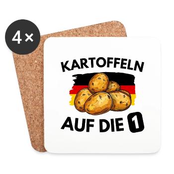 Kartoffeln auf die 1 - Untersetzer (4er-Set) - Weiß - Vorne