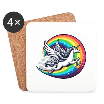 Einhorn mit Regenbogen - Untersetzer (4er-Set) - Weiß - Vorne