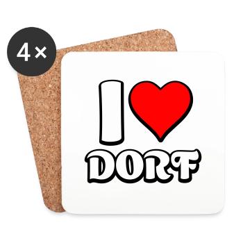 I Love Dorf Spruch Geschenk - Untersetzer (4er-Set) - Weiß - Vorne