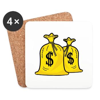 Money bags - Coasters (set of 4) - white - Front