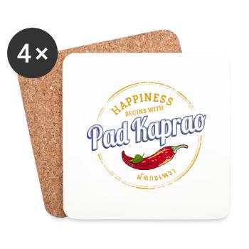 Pad Kaprao Chili Retro Street Food Vintage Thailand - Coasters (set of 4) - white - Front